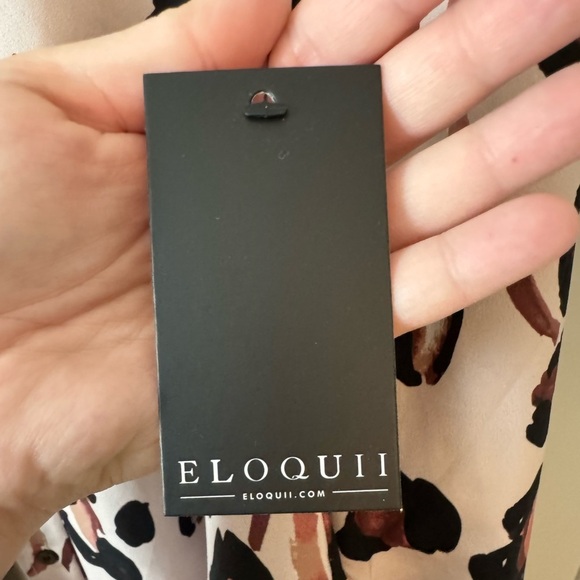 ELOQUII NWT Tan Animal Printed Button Down Shirt with Ruffle Neck Plus Size 16 - Picture 10 of 13